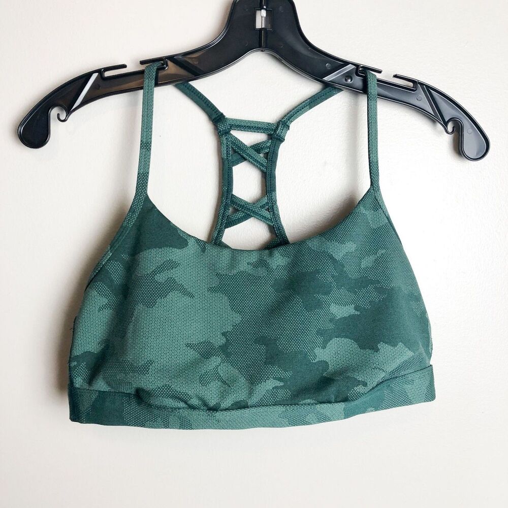 All in Motion Green Camo Strapp Back Sports bra Small